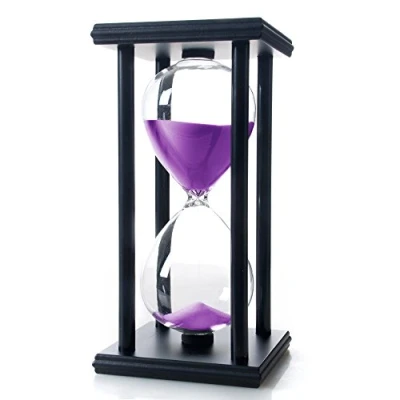 Image of Bellaware Hourglass Sand Timer, 60 Minutes Wood Clock, Purple