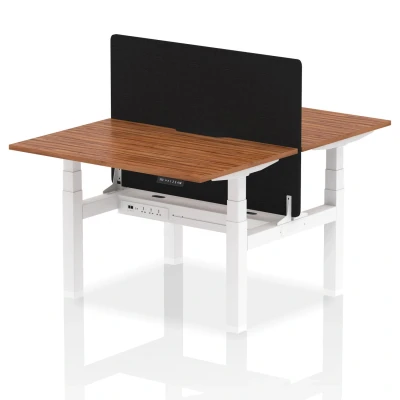 Image of Air B2B 1200x800 Adjustable 2P Bench Desk Scallop Walnut/White +Screen