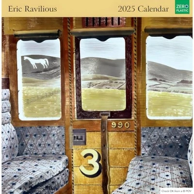 Image of Museums &amp; Galleries 2025 Square Wall Calendar Eric Ravilious Designs Eco Friendly Made in the UK