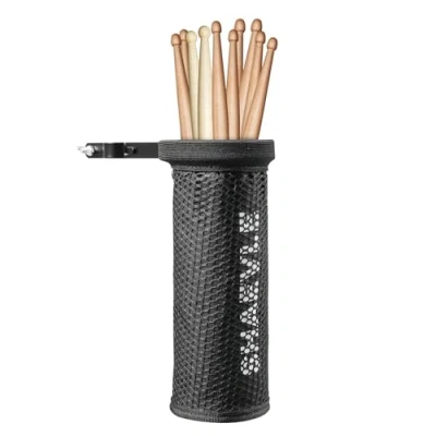 Image of SHAEVLE Drum Stick Holder Adjustable Nylon Bag with Clamp On Lockable Alloy Steel Heavy Duty for Drumsticks Mallets Up to 5 Pairs, Black