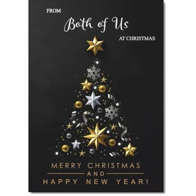 Image of doodlecards From Both Of Us Christmas Card Black Abstract Tree Medium Size for with Plain Envelope