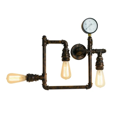 Image of AMARCORD Industrial 3 Light Semi Flush Rust 48x44cm
