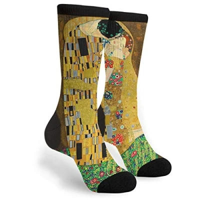 Image of EujGvboU Gustav Klimt The Kiss Men Women Casual Socks Funny Funky Novelty Crew Tube