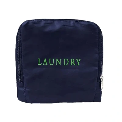 Image of Miamica Foldable Travel Laundry Bag, Lightweight Accessories, Navy &amp; Green, One Size, Print