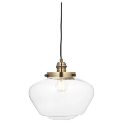 Image of Finale Pendant Ceiling Light Antique Brass Plate &amp; Clear Glass