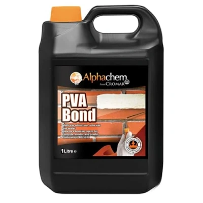 Image of CROMAR AlphaChem PVA Bond Multi Purpose Bonding Agent Concrete &amp; Plaster Additive General Adhesive Rapid Improves Adhesion 1L