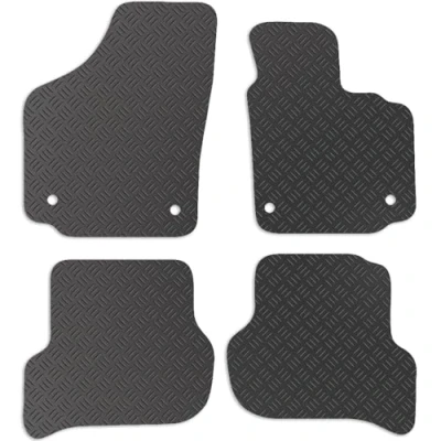Image of Carsio Rubber Car Mats For Seat Altea 2008 2011 Tailored Fit Floor Mat Set Complete Accessory Black Custom Fitted All Weather &amp; Heavy Duty, Anti Slip Backing with Clips
