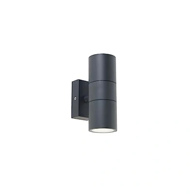 Image of Qazqa Outdoor Wall Lamp I Light Anthracite IP44 Duo Garden Modern Suitable for LED GU10 2 Stainless Steel