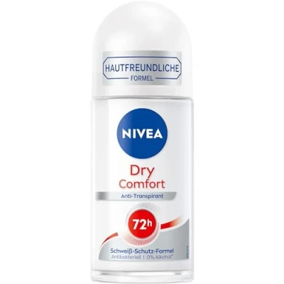 Image of NIVEA Dry Comfort Roll On Deodorant (50 ml), Re Antiperspirant with Minerals for Skin Feeling, 48h Protection and Dual Active Formula