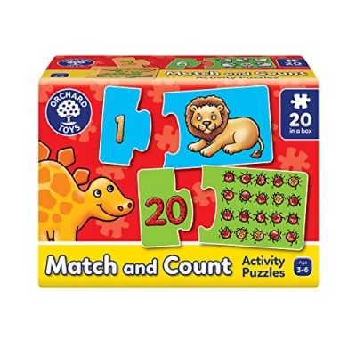 Image of Orchard Toys Match and Count Jigsaws, Learn to from 1 20, Number Picture, 20 in a Box, Educational, Skills for Kids Age 3+