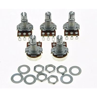 Image of Dopro 5x Linear B500K Electric Guitar 16mm Base Mini Pots w/Long Split Shaft 500K Potentiometers