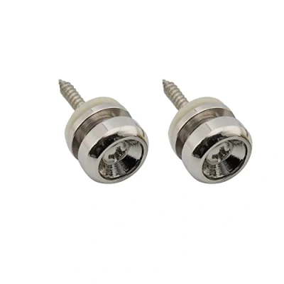 Image of Musiclily Pro 14mm Steel D Type Strap Buttons End Pins for Electric Acoustic Classical Guitar Ukulele, Nickel (Set of 2)