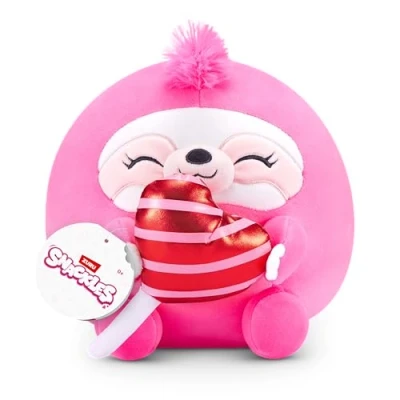Image of Snackles Valentines, Sloth, 20 cm by ZURU Cuddly Squishy Comfort Plush with License Snack Brand Accessory, Valentines Day Gifts (Sloth, Lollipop)