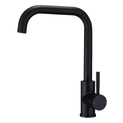 Image of Kitchen Sink Mixer Tap 360 Swivel Spout Monobloc Mixers Faucet Single Lever Rectangle Taps with Aerator Matte Black