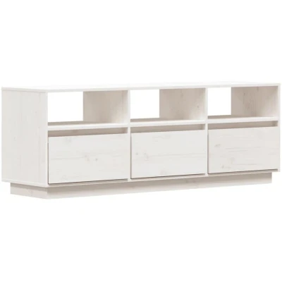 Image of vidaXL TV Cabinet White 140x37x50 cm Solid Wood Pine