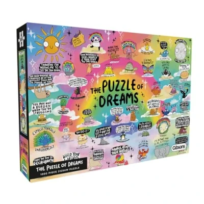 Image of Gibsons The Puzzle of Dreams 1000 Piece Jigsaw Beautiful Colourful Mental Health Cartoon Artwork Sustainable for Adults Teens Premium 100% Recycled Board Great Gift Games