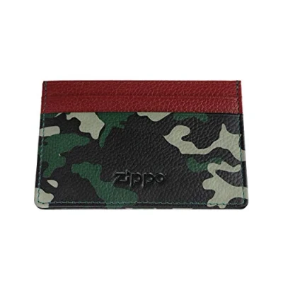 Image of Zippo Leather Credit Card Holder Case, 10 cm;,Grey Camouflage