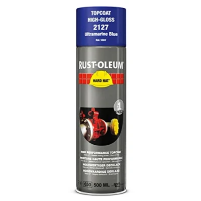 Image of RUST OLEUM 2127 Hard Hat Topcoat RAL Colours, The Nr. 1 Industrial Paint Aerosol. Go Further, Work Faster, Last Longer!, Ultramarine blue 5002