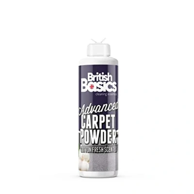 Image of British Basics Carpet Powder Refresher Removes Stains and Odours Powerful Fabric Cleaner that Eliminates Smells Fresh Cotton Scent 600g