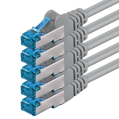 Image of 1aTTack.de 5 X 3 M CAT6a Ethernet Network Patch cable 10000 Mbit s SFTP PIMF 500 MHz gray