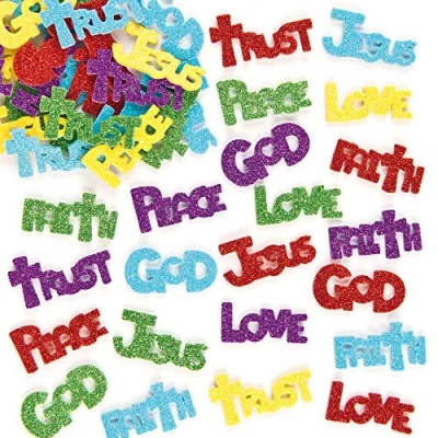 Image of Baker Ross ET203 Inspirational Glitter Foam Stickers Self Adhesive Shapes Kid&#039;s Craft Embellishments for Decorating &amp; Card Making Pack of 150