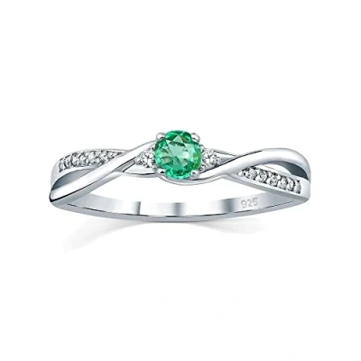 Image of SILVEGO JJJR1100ER Women 925 Sterling Silver Ring with Genuine Emerald