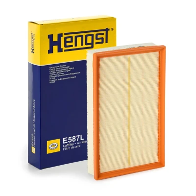 Image of 7H0129620 Air Filter HENGST E587L 57mm 190mm 312mm Insert VOLKSWAGEN: Transporter 5, 6, 5 Bus