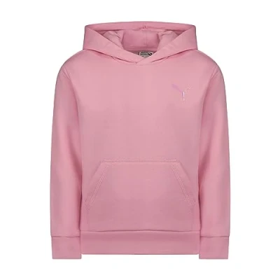 Image of PUMA Girls&#039; Core Logo Fleece Pullover Hoodie Hooded Sweatshirt, Pink, L