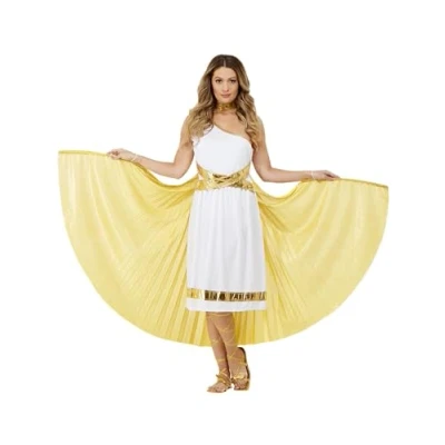 Image of Smiffys Deluxe Grecian Cape, Gold with Wings, 190cm/75in, Legends &amp; Myths Fancy Dress, Ancient Greek Dress Up Accessories