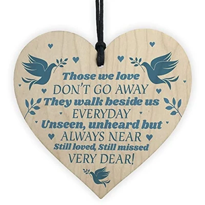 Image of RED OCEAN Wooden Heart Plaque Sign Bereavement Memorial Remembrance Poem Mum Dad Gift