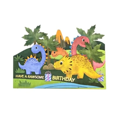 Image of Dinosaurs Rawsome 3D Pop Up Birthday Card for Child by Alljoy Cards KC011