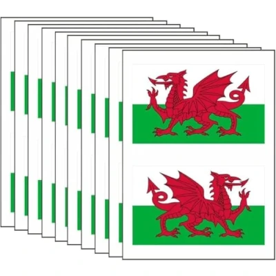 Image of 20 WALES FLAG Stickers Welsh Cymru Football World Cup Car Decoration Decals