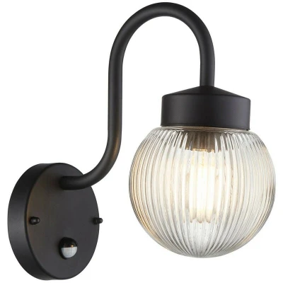 Image of Eldon Globe Wall Lamp Textured Black, IP44