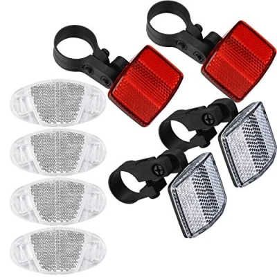 Image of LJHOME 8 Pcs Bike Reflectors Front and Back, Bicycle Wheel Spoke Bracket, Cycling Reflectors, accessories for Mountain Wheels
