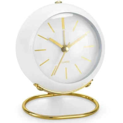 Image of Analog Alarm Clocks, 4&#039;&#039; Small Retro Desk Clock with Night Light, Silent No Ticking, Bedroom Bedside Room Decor, Battery Powered