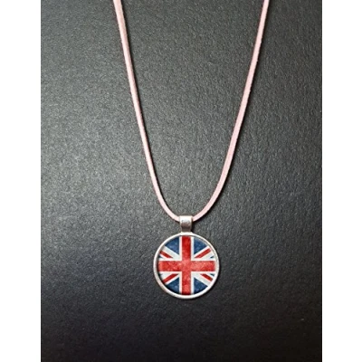 Image of Union Jack Pendant On a 18&quot; Pink Cord Necklace With Lobster Clasp Fastener Ideal Birthday Mothers Day Gift N97