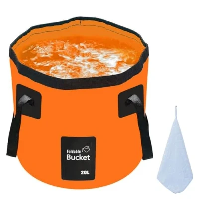 Image of 12L 20L Premium Folding Water Bucket, Outdoor Sports Lightweight Portable Collapsible Bucket for Camping Traveling Picnic Hiking Fishing Boating Gardening Car Washing (12L, Orange)