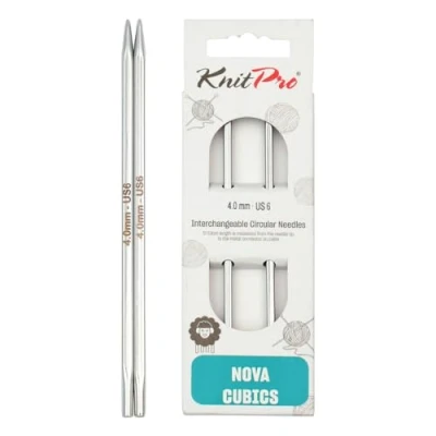 Image of KnitPro 4 mm Nova Cubics Interchangeable Normal Circular Needles, Shiny Brass, Silver