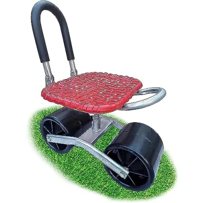 Image of CHIPEL 360Rotating Gardening Seat On Wheels, Adjustable Rolling Garden Cart with Seat, Aid Home &amp; Wheels for Gardener Planting