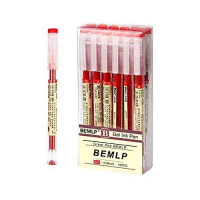 Image of Gel Ink Pen Extra Fine Point Pens Ballpoint 0.35mm Red Liquid Rollerball Quick Drying For Office School Stationery Supply