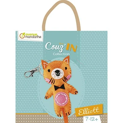 Image of Avenue Mandarine Ref KC047C Mini Couz&#039;in Keyring to Sew Elliott the Cat Keychain Animal, Introduction Sewing &amp; Needlecraft, Suitable for Ages 7+
