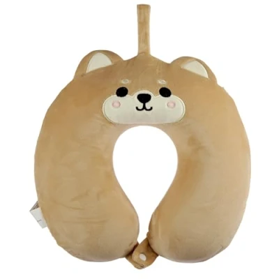 Image of Relaxeazzz Shiba Inu Dog Plush Memory Foam Travel Pillow Neck Flight Airplane For Kids Pillows Cushion Sleeping Pain Adults Airport Essentials