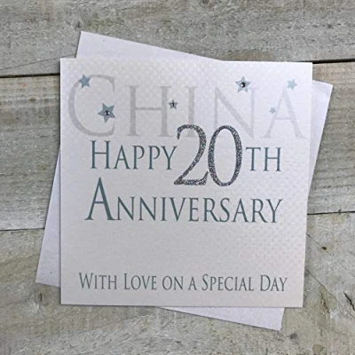 Image of white cotton cards China Happy 20th Love On A Special Day, Handmade Anniversary Card (Code AW20)