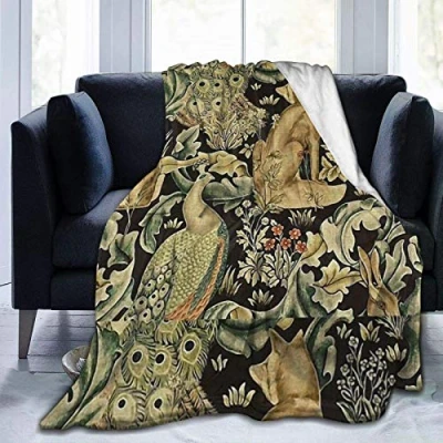 Image of Jupsero Throw Blanket William Morris Forest Fabric Ultra Soft Lightweight Flannel Blanket50 X40