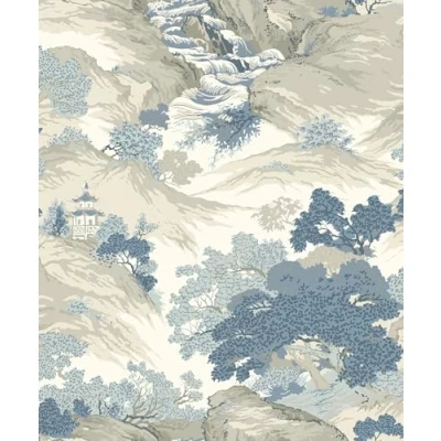 Image of Crown Wallcoverings Oriental Landscape Wallpaper China Blue M1190 Full