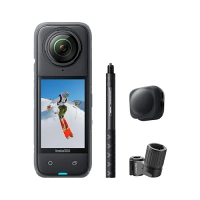 Image of Insta360 X4 Ski Bundle 8K Waterproof 360 Action Camera, 4K Wide Angle Video, Invisible Selfie Stick, Removable Lens Guards, 135 Min Battery Life, AI Editing, No microSD Card