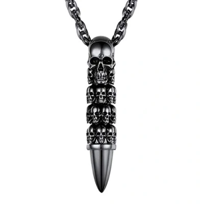 Image of PROSTEEL Black Skull Skeleton Necklace for Men Gothic Stainless Steel Bullet Jewelry