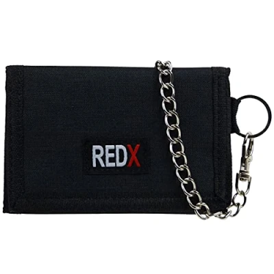 Image of RED X Mens Canvas Tri Fold Chain Wallet Black