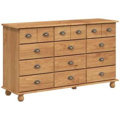 Image of vidaXL Chest of Drawers &quot;ASKIM&quot; 79x40x133.5 cm Solid Wood Pine