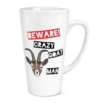 Image of Beware Crazy Goat Man 17oz Large Latte Mug Cup